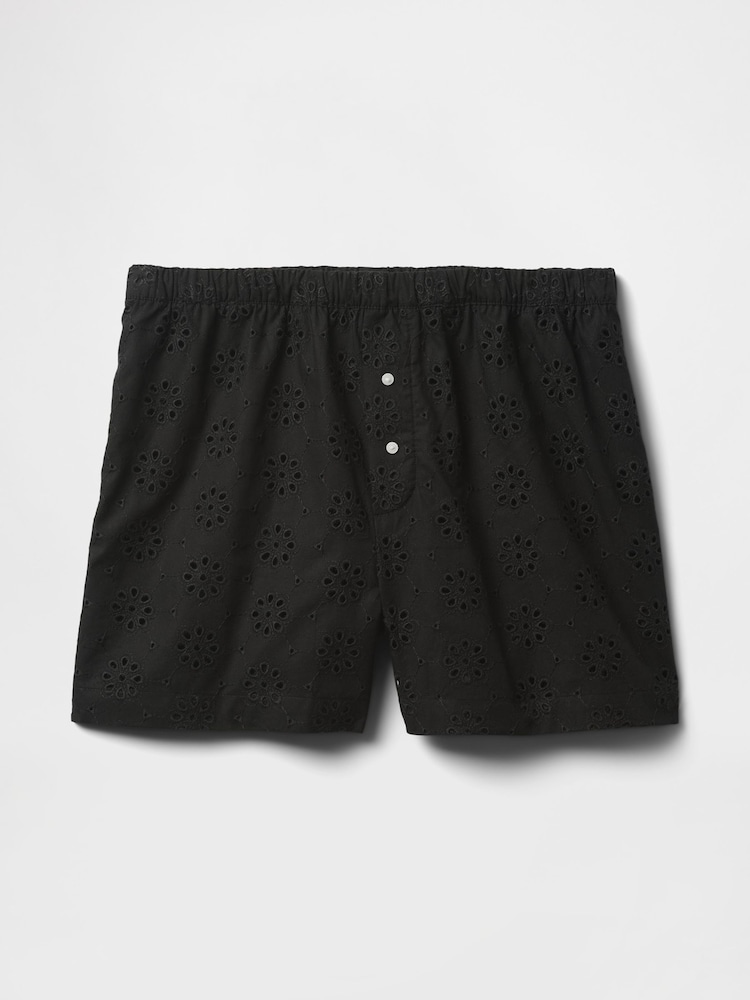 Gap Black Eyelet Poplin Pyjama Boxer Shorts - Image 3 of 3