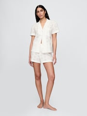Gap White Eyelet Poplin Pyjama Boxer Shorts - Image 1 of 3