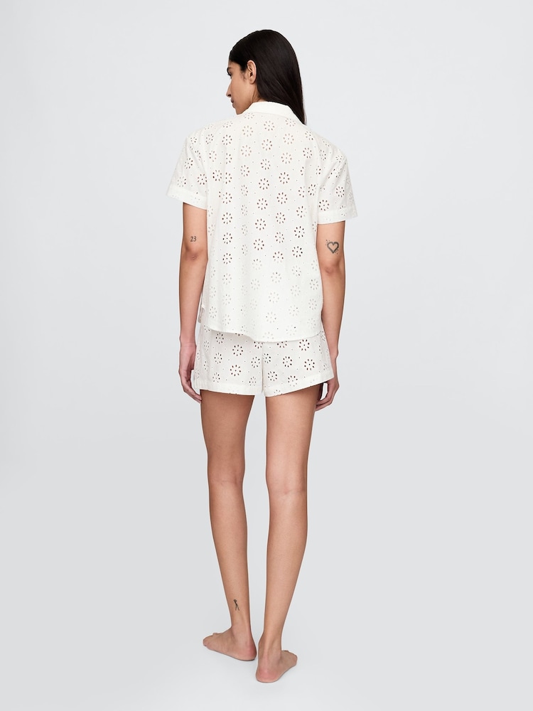 Gap White Eyelet Poplin Pyjama Boxer Shorts - Image 2 of 3