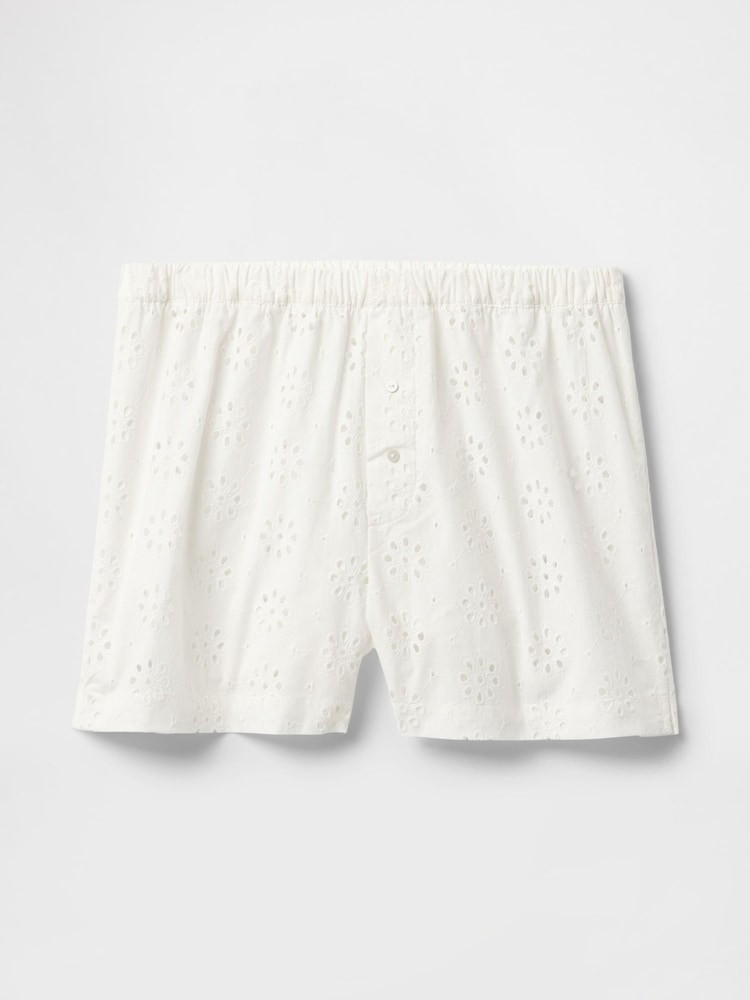 Gap White Eyelet Poplin Pyjama Boxer Shorts - Image 3 of 3