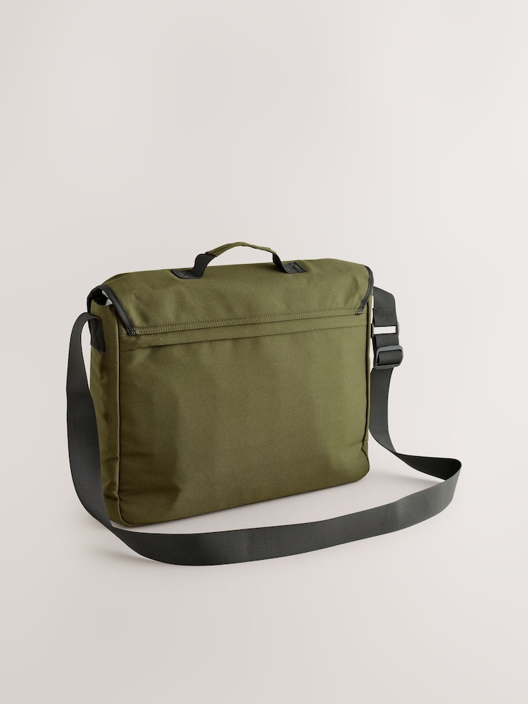 Khaki Green Canvas Messenger Bag - Image 2 of 5