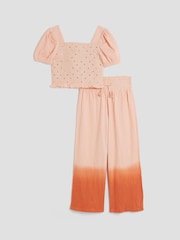 River Island Orange Girls Lurex Shirred 100% Cotton Top Set - Image 1 of 3