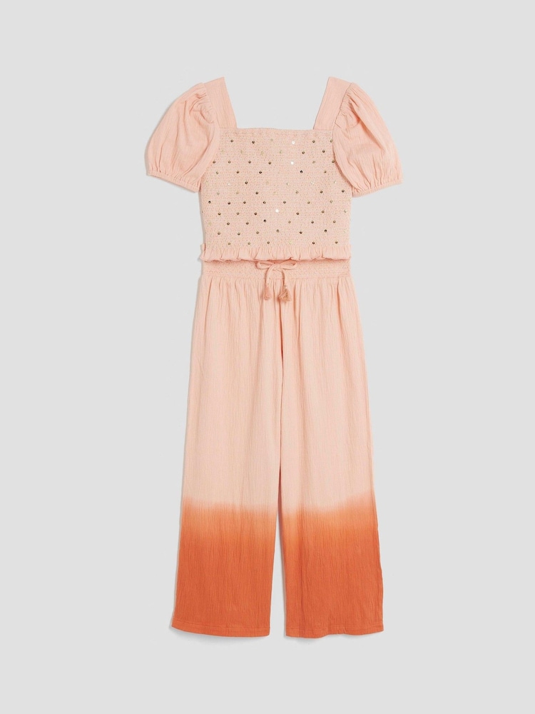 River Island Orange Girls Lurex Shirred 100% Cotton Top Set - Image 2 of 3