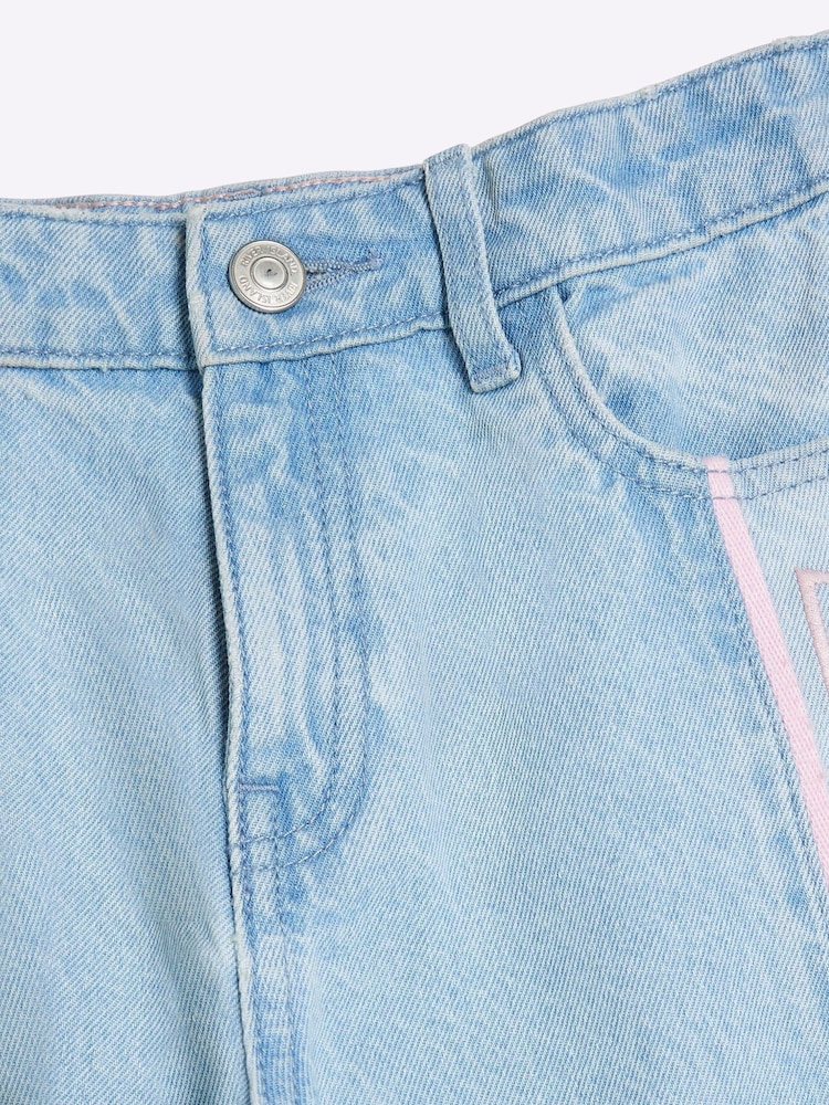River Island Blue Girls Wide Leg 100% Cotton Jeans - Image 3 of 4