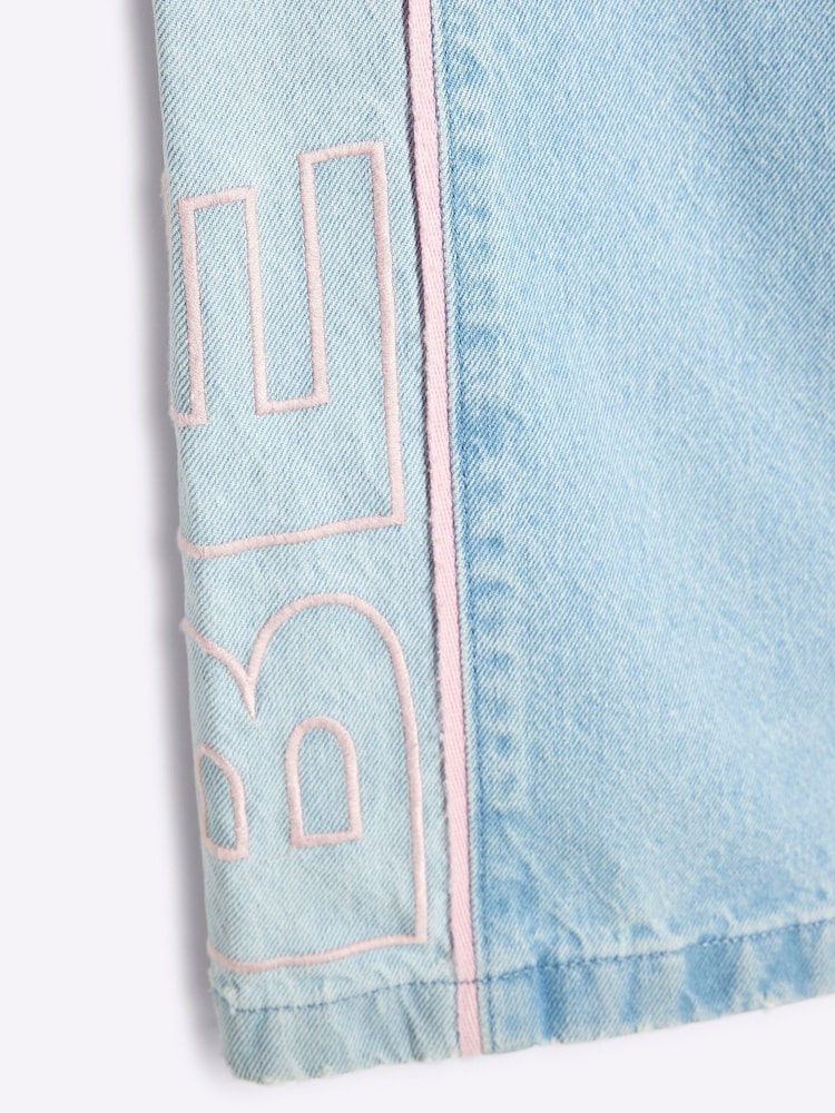River Island Blue Girls Wide Leg 100% Cotton Jeans - Image 4 of 4
