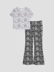 River Island Black Girls Ditsy Kickflare Top And Trousers - Image 1 of 5