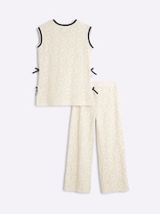 River Island Cream Girls Crochet Wide Leg Set - Image 2 of 5