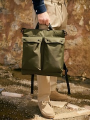 Khaki Green Canvas Backpack - Image 2 of 7