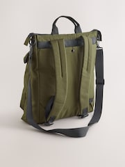 Khaki Green Canvas Backpack - Image 4 of 7