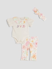 River Island Cream Baby Girls Floral Print Top and Leggings Set - Image 1 of 4