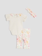 River Island Cream Baby Girls Floral Print Top and Leggings Set - Image 2 of 4