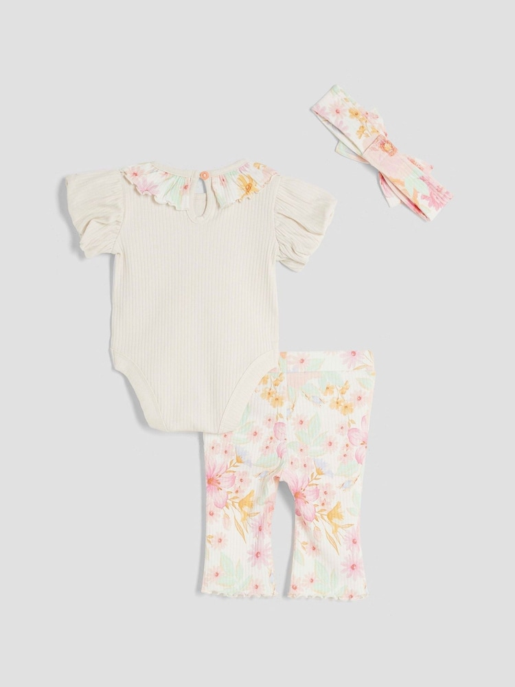 River Island Cream Baby Girls Floral Print Top and Leggings Set - Image 2 of 4