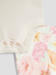 River Island Cream Baby Girls Floral Print Top and Leggings Set - Image 4 of 4