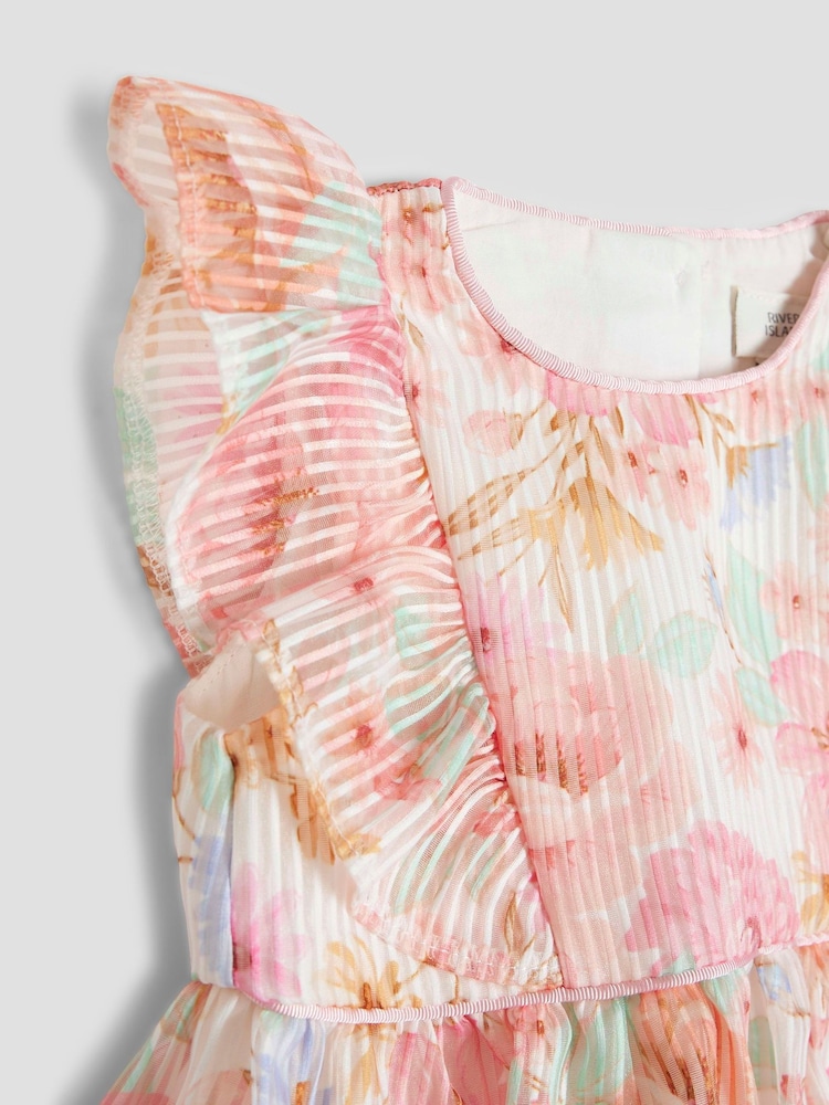 River Island Pink Baby Girls Floral Burnout Bow Dress - Image 2 of 6 River Island Pink Baby Girls Floral Burnout Bow Dress - Image 2 of 6