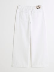 River Island White Girls White Wide Leg 100% Cotton Jeans - Image 2 of 4