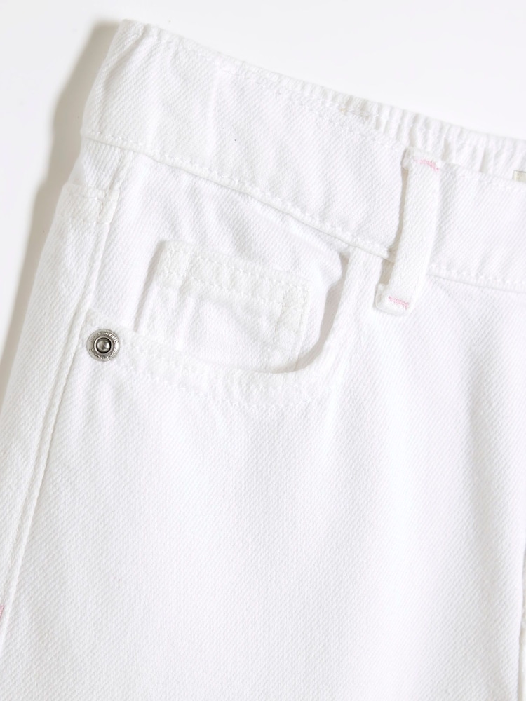 River Island White Girls White Wide Leg 100% Cotton Jeans - Image 4 of 4