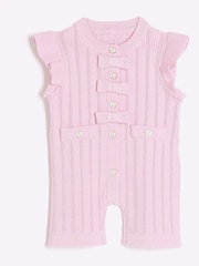River Island Pink Baby Girl Pointelle Romper Set - Image 1 of 4