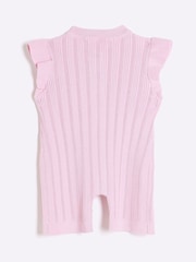 River Island Pink Baby Girl Pointelle Romper Set - Image 2 of 4