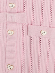 River Island Pink Baby Girl Pointelle Romper Set - Image 3 of 4