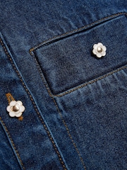 River Island Blue Girls Denim Button Pinny Dress - Image 3 of 4