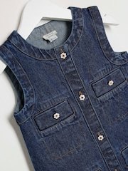 River Island Blue Girls Denim Button Pinny Dress - Image 4 of 4