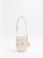 River Island Cream Girls Heart Quilt Festival Bag - Image 1 of 5