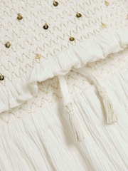 River Island White Girls Lurex Shirred 100% Cotton Top Set - Image 3 of 3