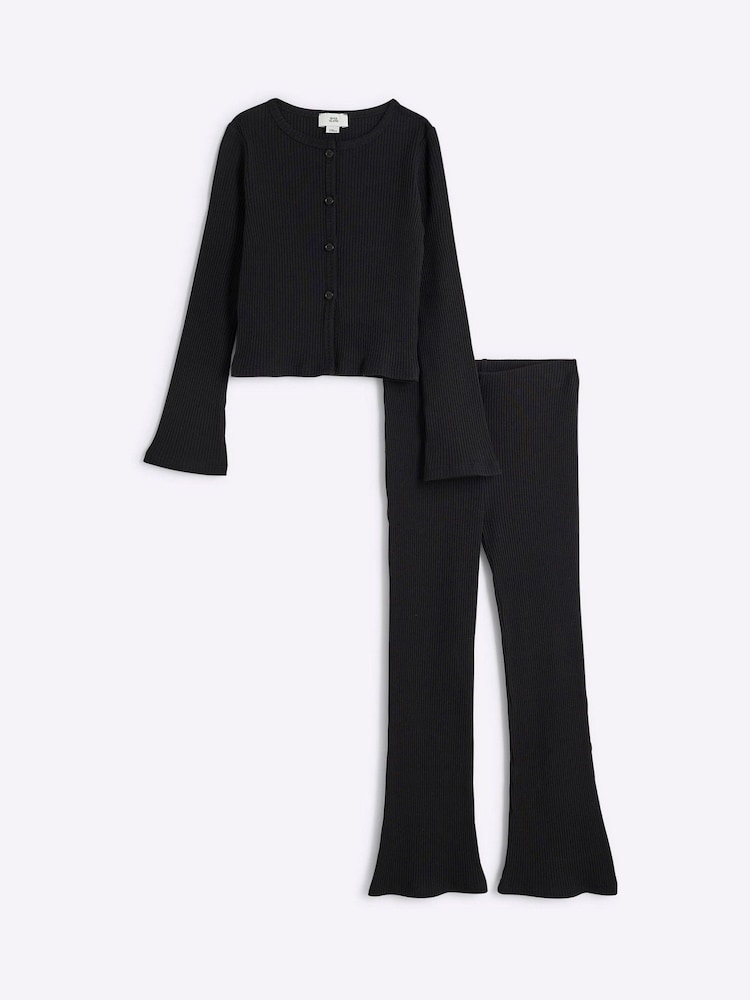 River Island Black Girls Long Sleeve Cardigan Set - Image 1 of 5