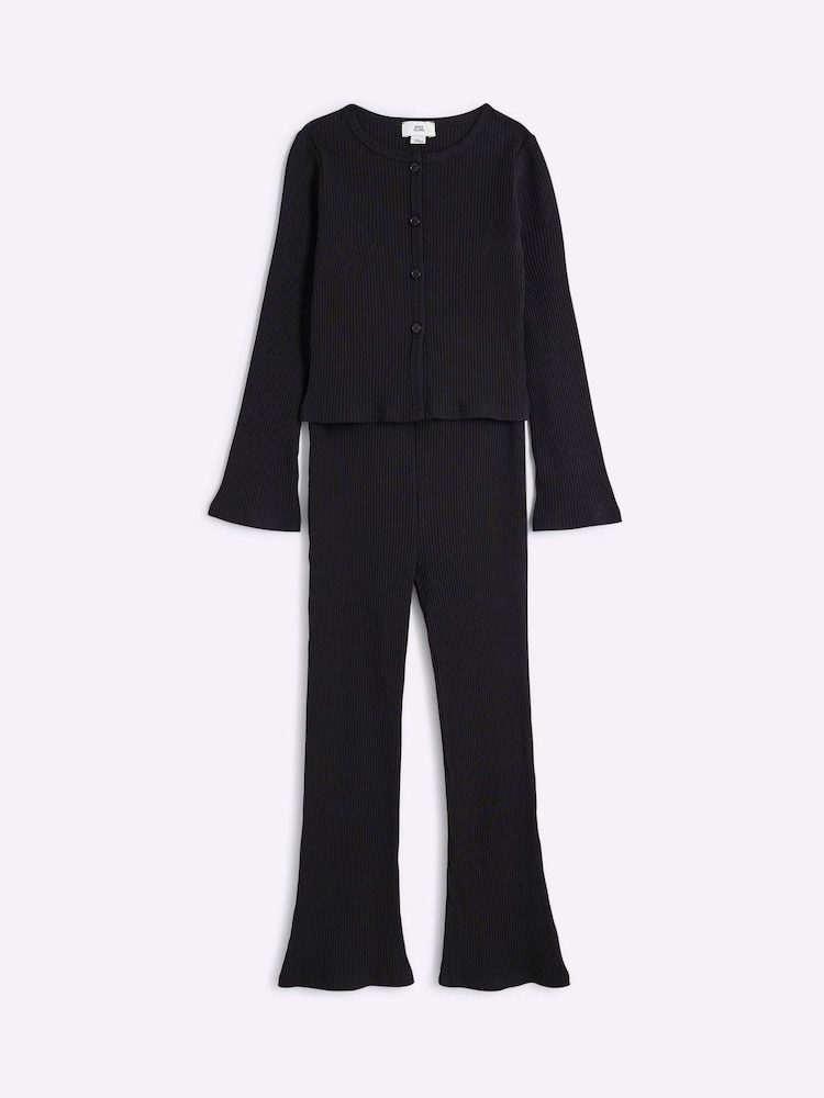 River Island Black Girls Long Sleeve Cardigan Set - Image 3 of 5