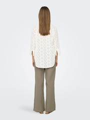 JDY White Long Sleeve Broderie Shirt - Image 3 of 6