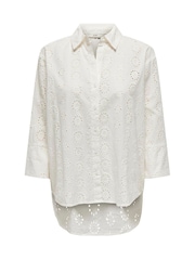 JDY White Long Sleeve Broderie Shirt - Image 5 of 6