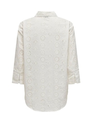 JDY White Long Sleeve Broderie Shirt - Image 6 of 6