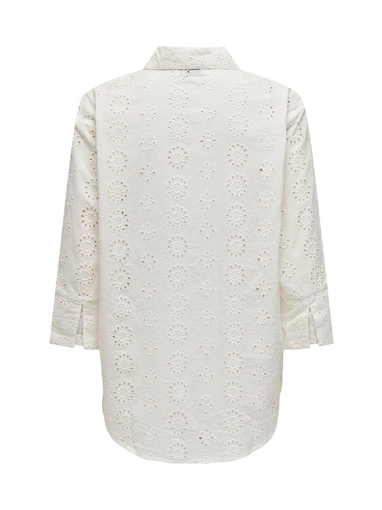JDY White Long Sleeve Broderie Shirt - Image 6 of 6