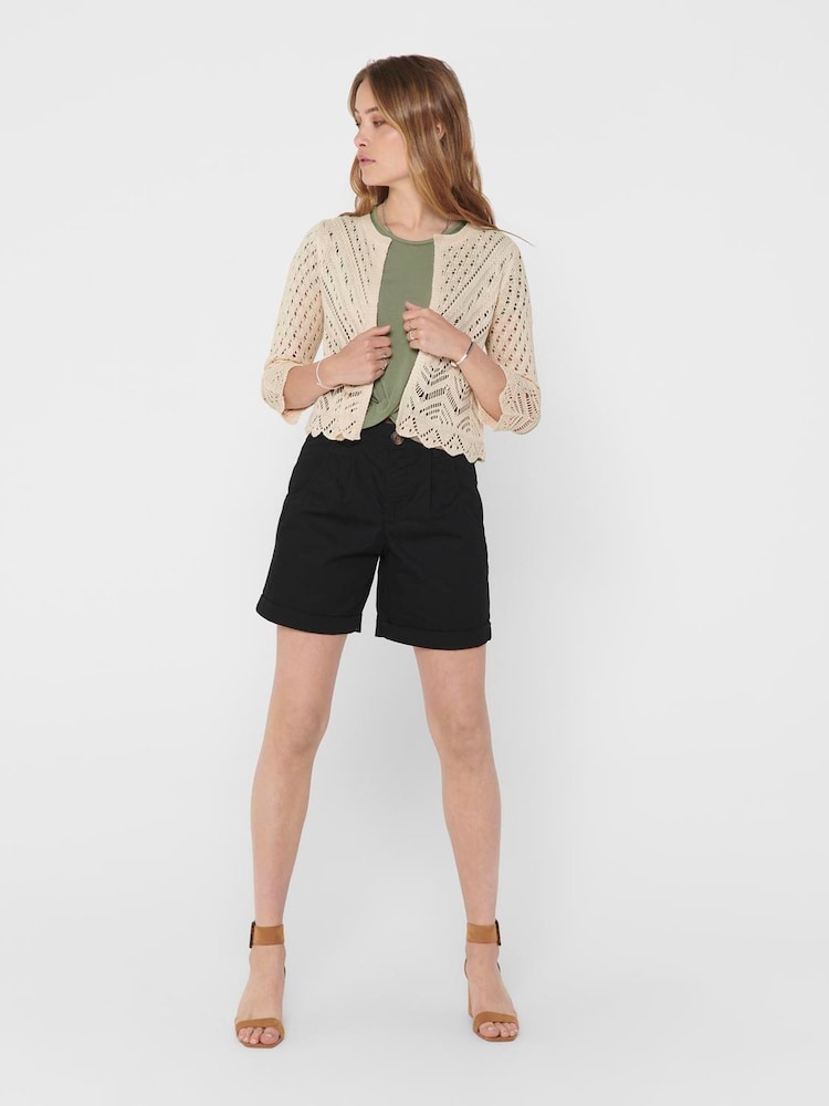 JDY Cream 3/4 Sleeve Crochet Cardigan - Image 2 of 6