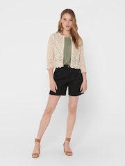JDY Cream 3/4 Sleeve Crochet Cardigan - Image 4 of 6