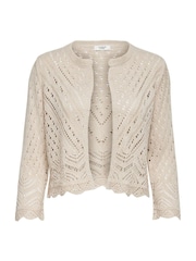JDY Cream 3/4 Sleeve Crochet Cardigan - Image 5 of 6