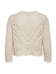 JDY Cream 3/4 Sleeve Crochet Cardigan - Image 6 of 6