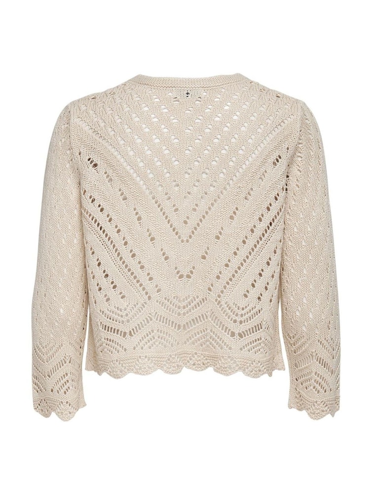 JDY Cream 3/4 Sleeve Crochet Cardigan - Image 6 of 6