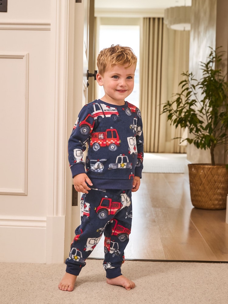 Multi Navy Single Cosy Fleece Pyjamas (9mths-12yrs) - Image 1 of 7