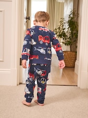 Multi Navy Single Cosy Fleece Pyjamas (9mths-12yrs) - Image 3 of 7