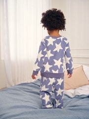 Blue/White Star Single Cosy Fleece Pyjamas (9mths-12yrs) - Image 3 of 9