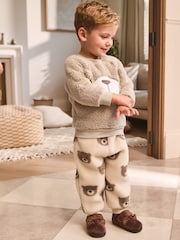 Brown/Cream Bear Single Cosy Fleece Pyjamas (9mths-12yrs) - Image 1 of 7