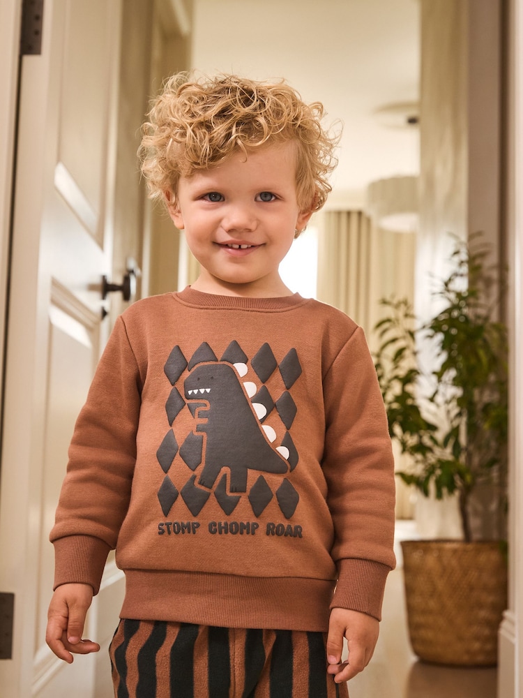 Rust Brown Dinosaur Single Cosy Fleece Pyjamas (9mths-12yrs) - Image 2 of 8