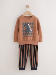 Rust Brown Dinosaur Single Cosy Fleece Pyjamas (9mths-12yrs) - Image 4 of 8