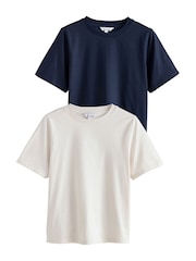 Ecru/Navy Supima Short Sleeve T-Shirts 2 Pack - Image 10 of 10