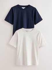 Ecru/Navy Supima Short Sleeve T-Shirts 2 Pack - Image 5 of 10