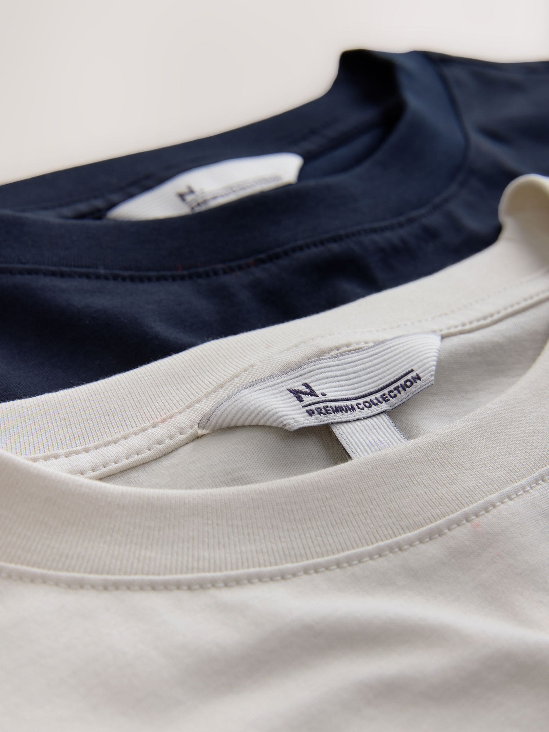 Buy Ecru/Navy Supima Short Sleeve T-Shirts 2 Pack from the Next UK