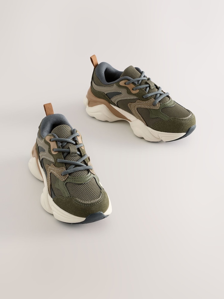 Khaki Green Standard Fit (F) Lace Up Trainers - Image 1 of 5