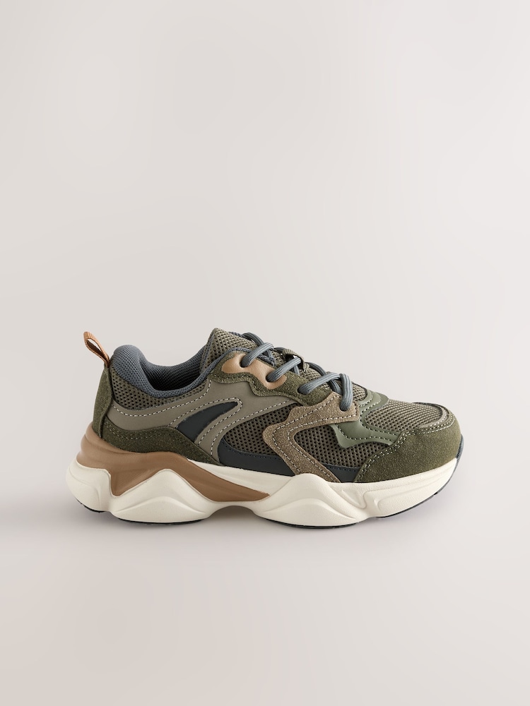 Khaki Green Standard Fit (F) Lace Up Trainers - Image 2 of 5