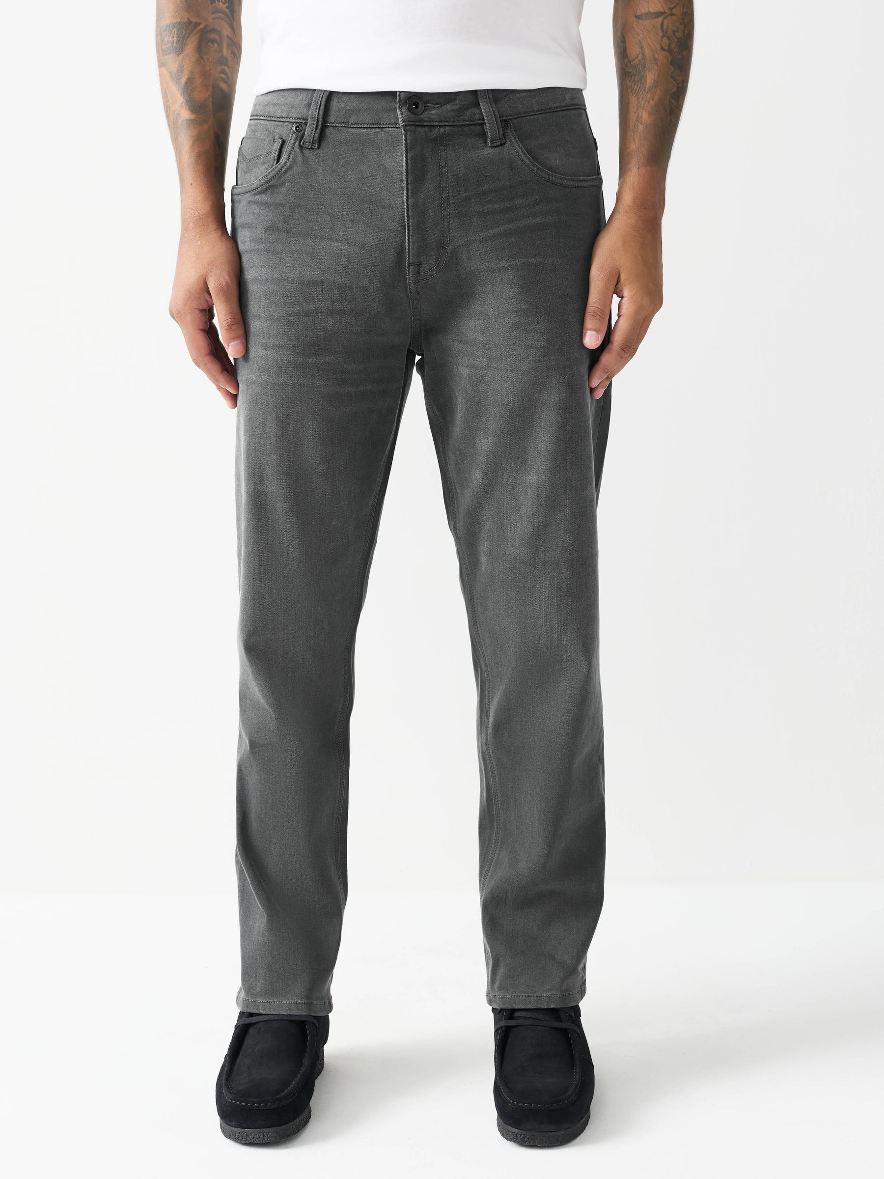 Buy Grey Regular Tapered Fit Motionflex Jeans from Next Mauritius